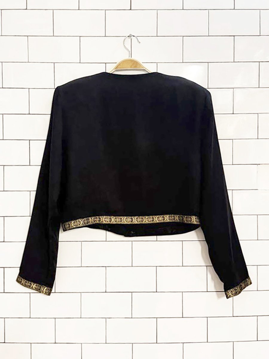 vintage sophisticate gold trim structured cropped shirt - good market thrift store