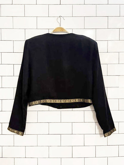 vintage sophisticate gold trim structured cropped shirt - good market thrift store