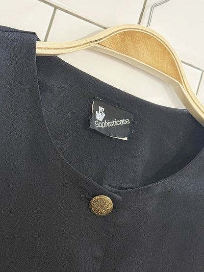 vintage sophisticate gold trim structured cropped shirt - good market thrift store