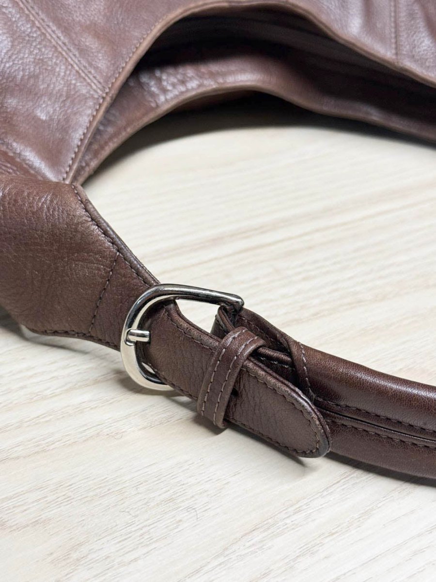 vintage soprano leather ruched shoulder bag - good market thrift store