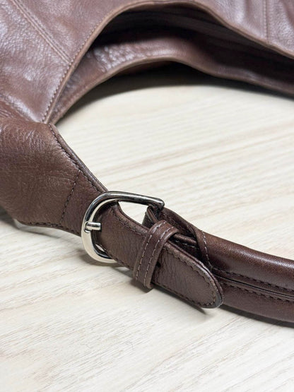 vintage soprano leather ruched shoulder bag - good market thrift store