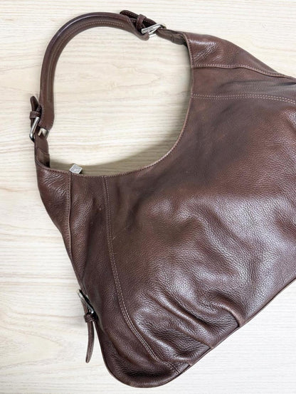 vintage soprano leather ruched shoulder bag - good market thrift store