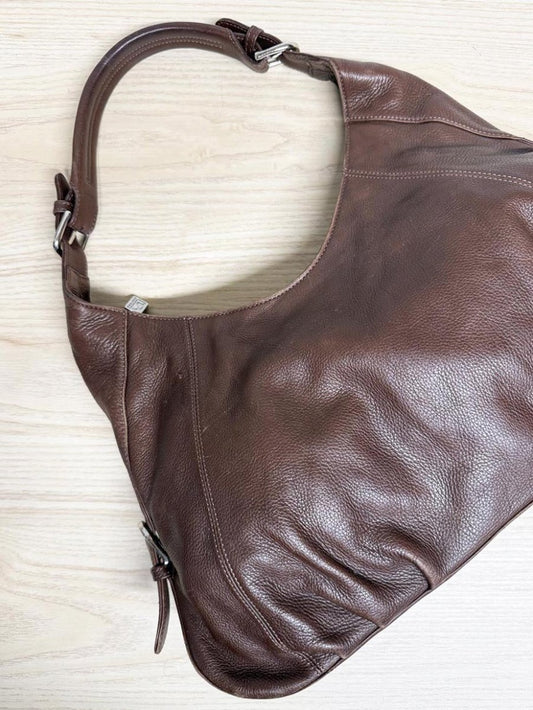 vintage soprano leather ruched shoulder bag - good market thrift store