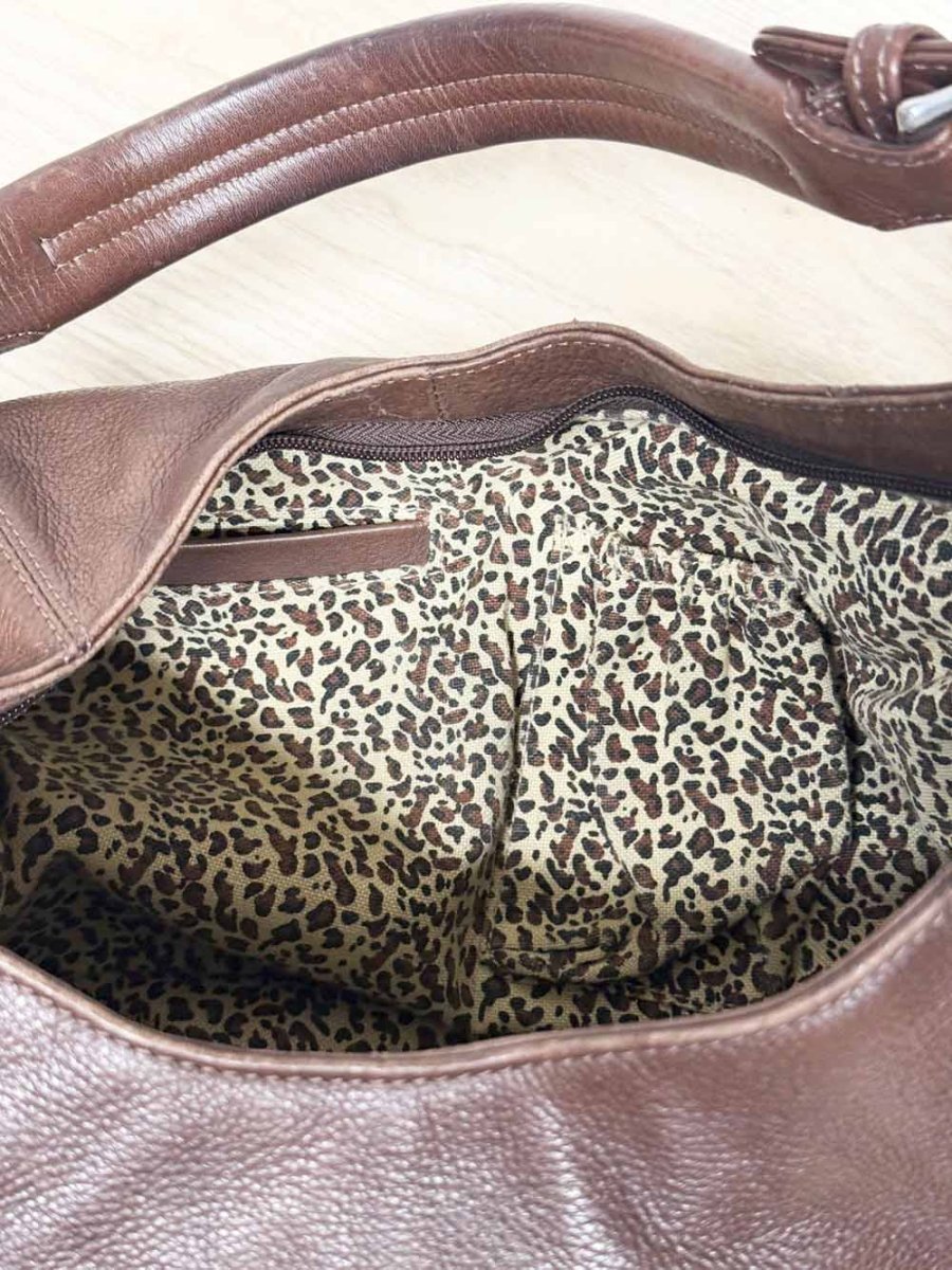 vintage soprano leather ruched shoulder bag - good market thrift store