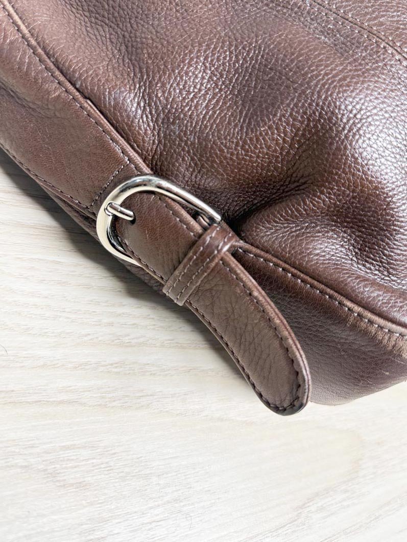 vintage soprano leather ruched shoulder bag - good market thrift store