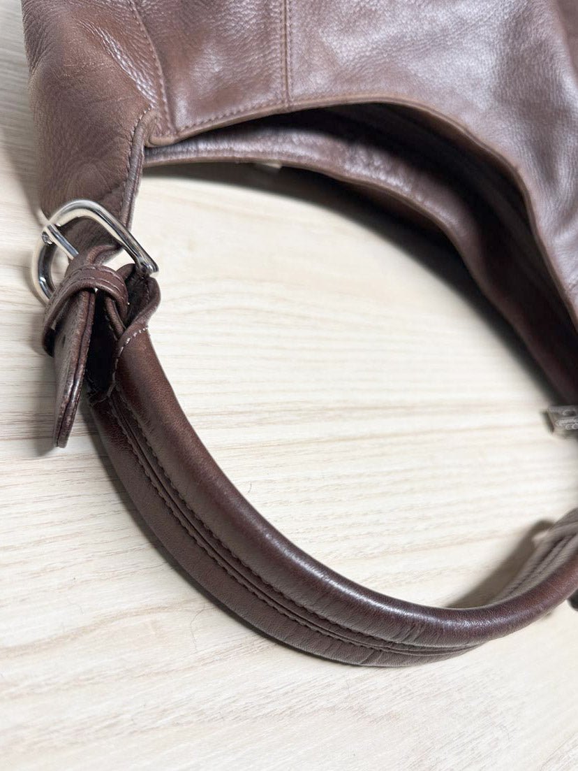 vintage soprano leather ruched shoulder bag - good market thrift store