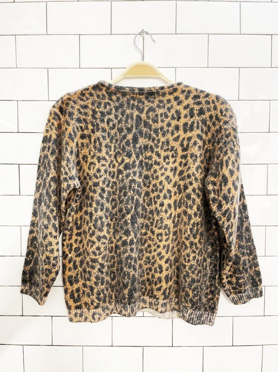 vintage spice of life angora - blend animal print light sweater - good market thrift store
