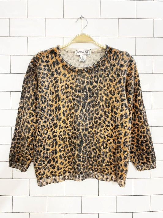 vintage spice of life angora - blend animal print light sweater - good market thrift store