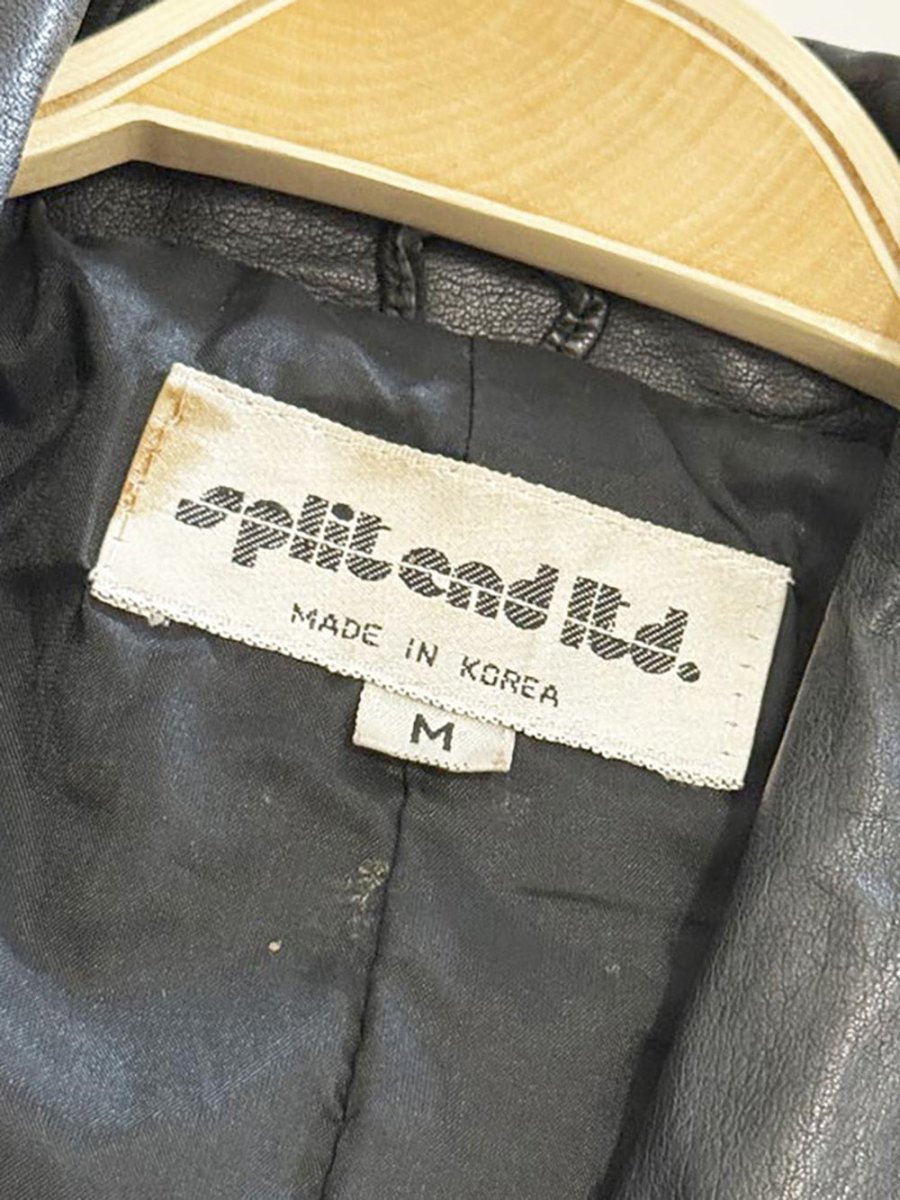 vintage split end ltd. soft leather v - stitch detail belted trench coat - good market thrift store