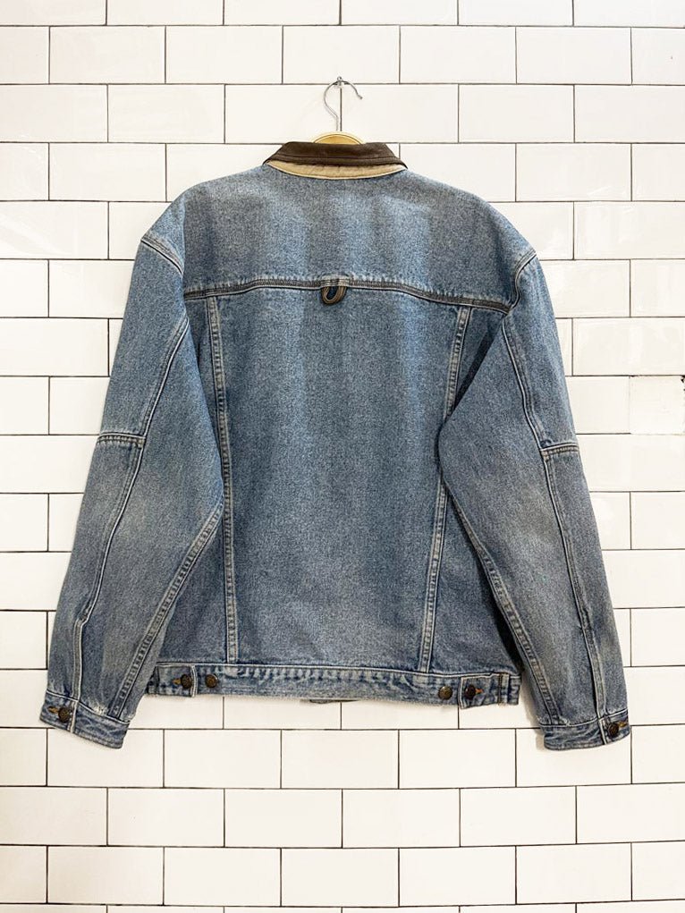 vintage st. john's bay leather collar denim jacket | made in USA - good market thrift store