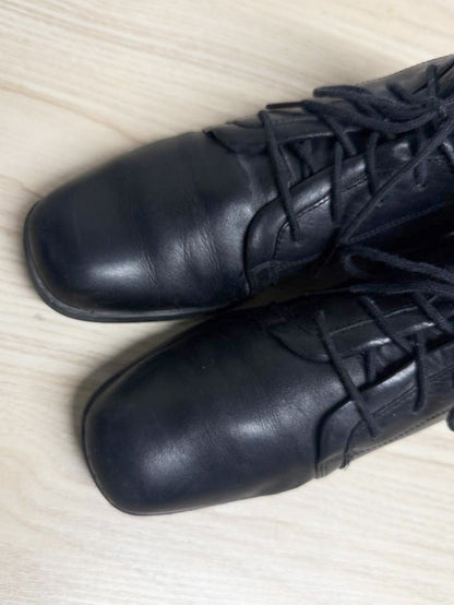 vintage st johns bay leather square toe collared lace up boots - good market thrift store