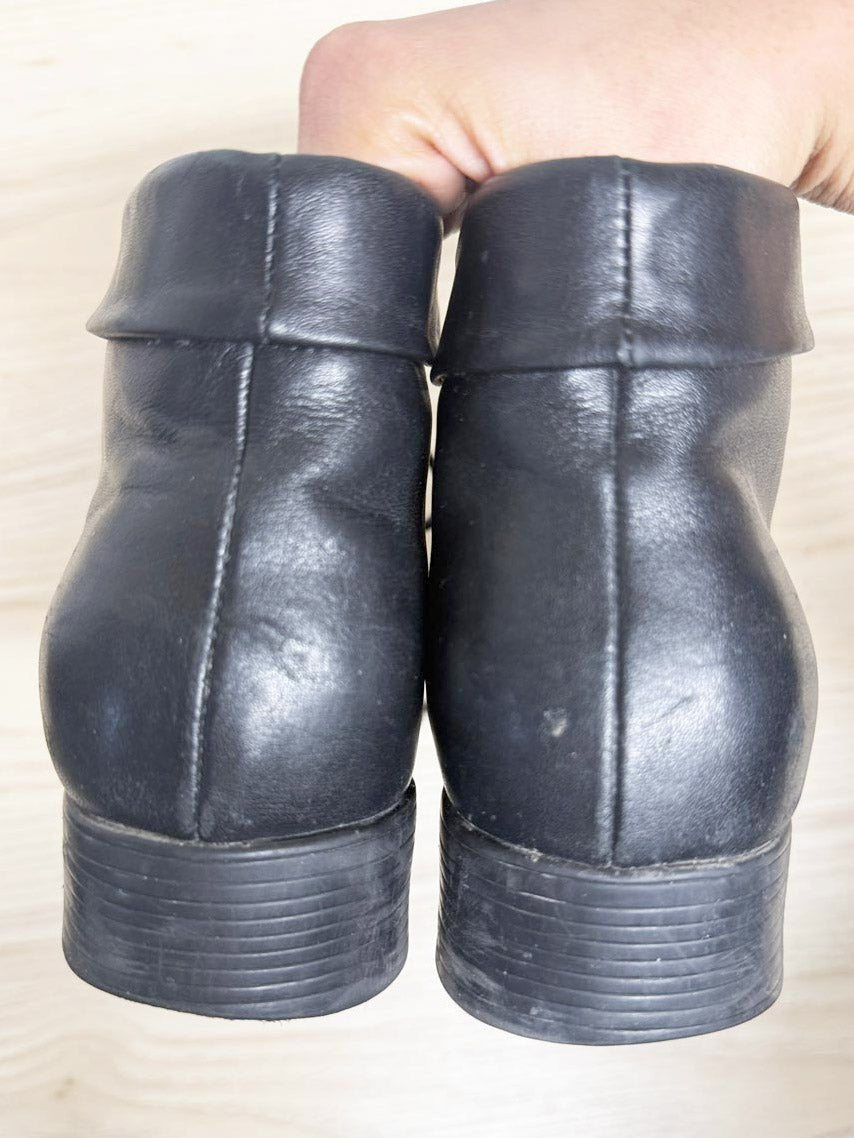 vintage st johns bay leather square toe collared lace up boots - good market thrift store