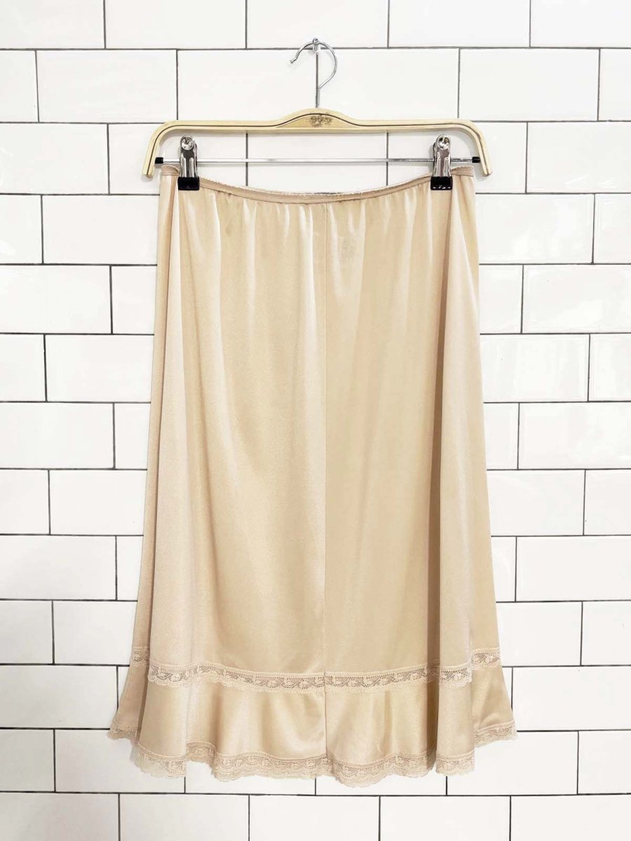 vintage st michael nylon ruffled hem slip skirt | made in UK - good market thrift store