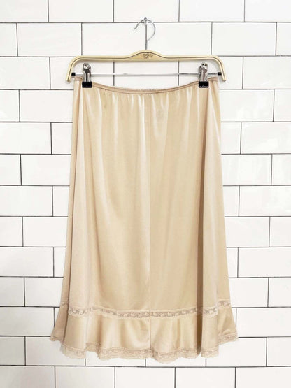 vintage st michael nylon ruffled hem slip skirt | made in UK - good market thrift store