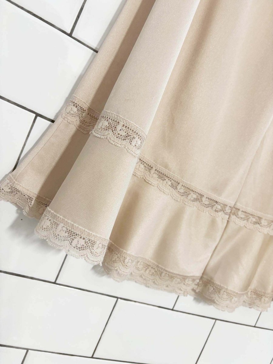 vintage st michael nylon ruffled hem slip skirt | made in UK - good market thrift store