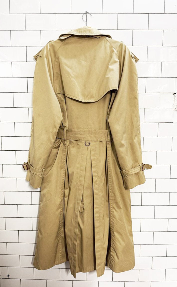 vintage stafford double breasted belted trench coat | wool - blend removable lining - good market thrift store
