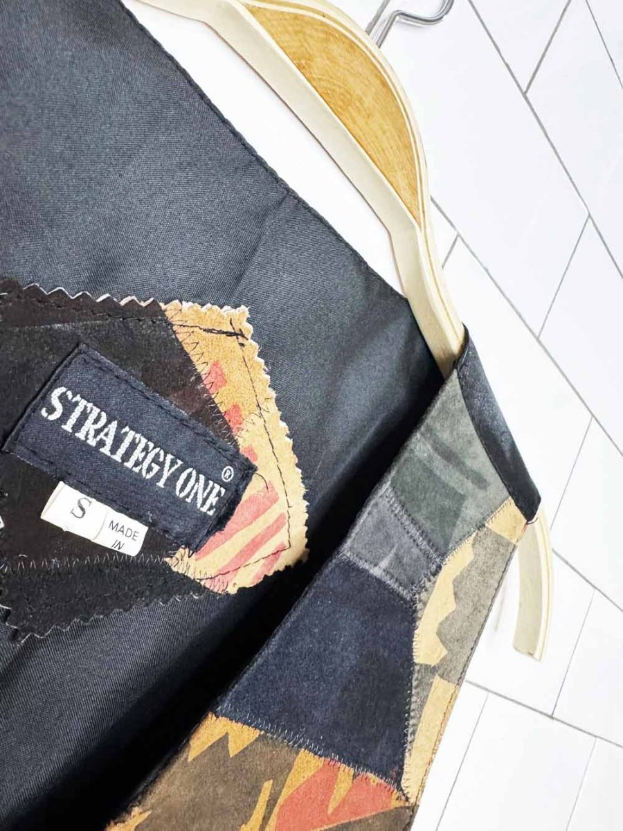 vintage strategy one lamb suede patchwork vest | made in India - good market thrift store