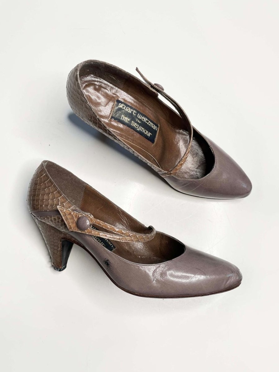 vintage stuart weitzman leather + snakeskin mary jane heels - good market thrift store