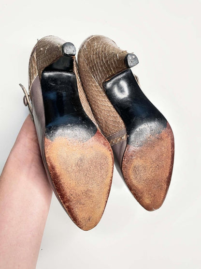 vintage stuart weitzman leather + snakeskin mary jane heels - good market thrift store