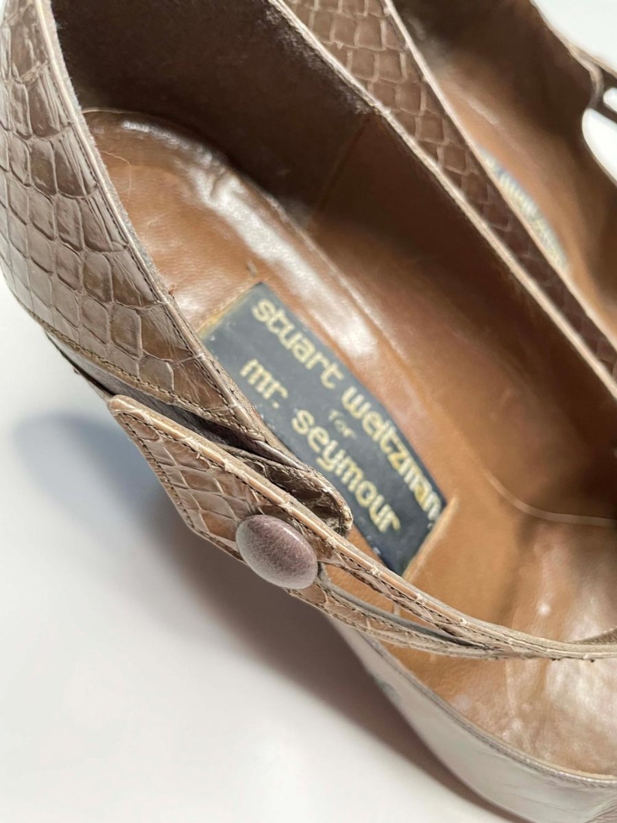 vintage stuart weitzman leather + snakeskin mary jane heels - good market thrift store