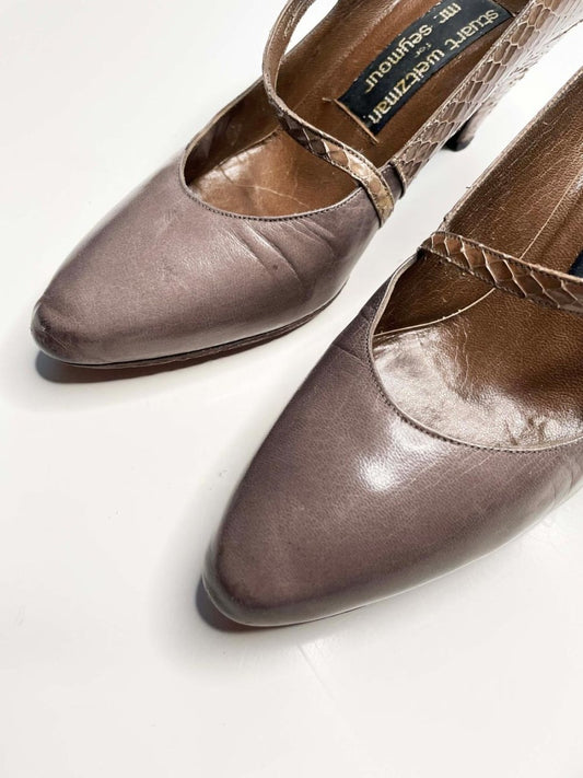 vintage stuart weitzman leather + snakeskin mary jane heels - good market thrift store