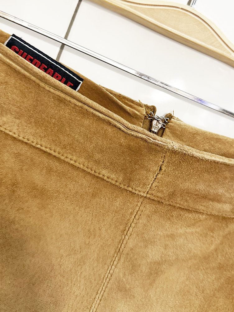 vintage suedable suede leather midi maxi skirt - good market thrift store