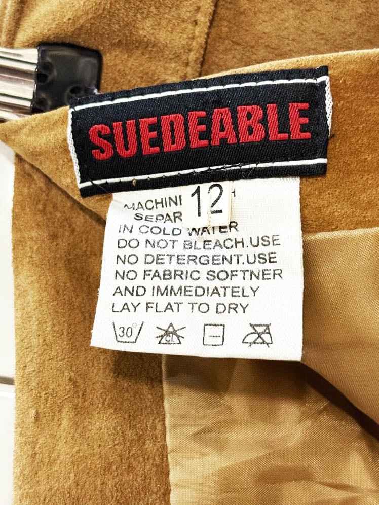 vintage suedable suede leather midi maxi skirt - good market thrift store