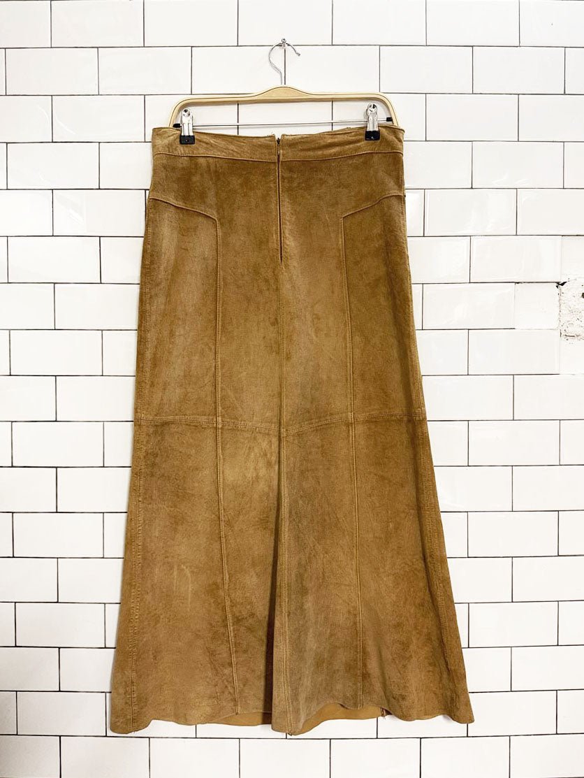 vintage suedable suede leather midi maxi skirt - good market thrift store