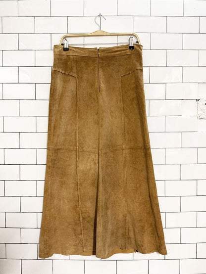 vintage suedable suede leather midi maxi skirt - good market thrift store