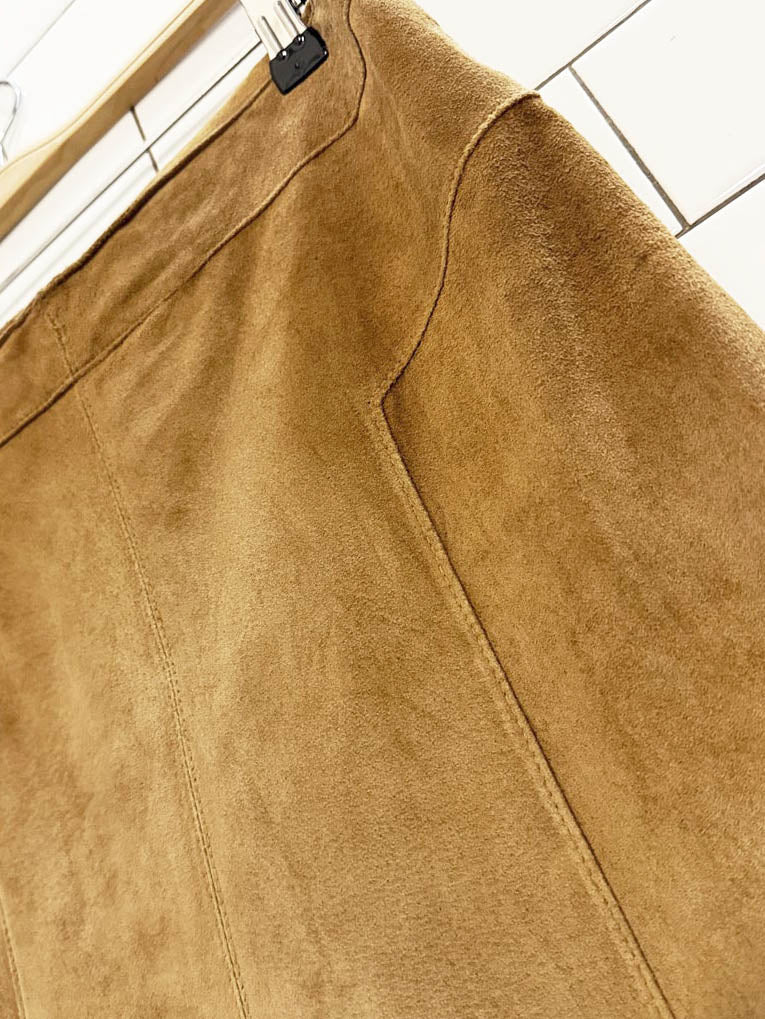 vintage suedable suede leather midi maxi skirt - good market thrift store