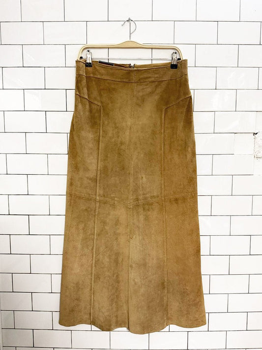 vintage suedable suede leather midi maxi skirt - good market thrift store