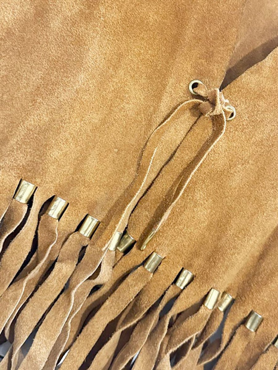 vintage suede fringe tie front western vest | leather - good market thrift store