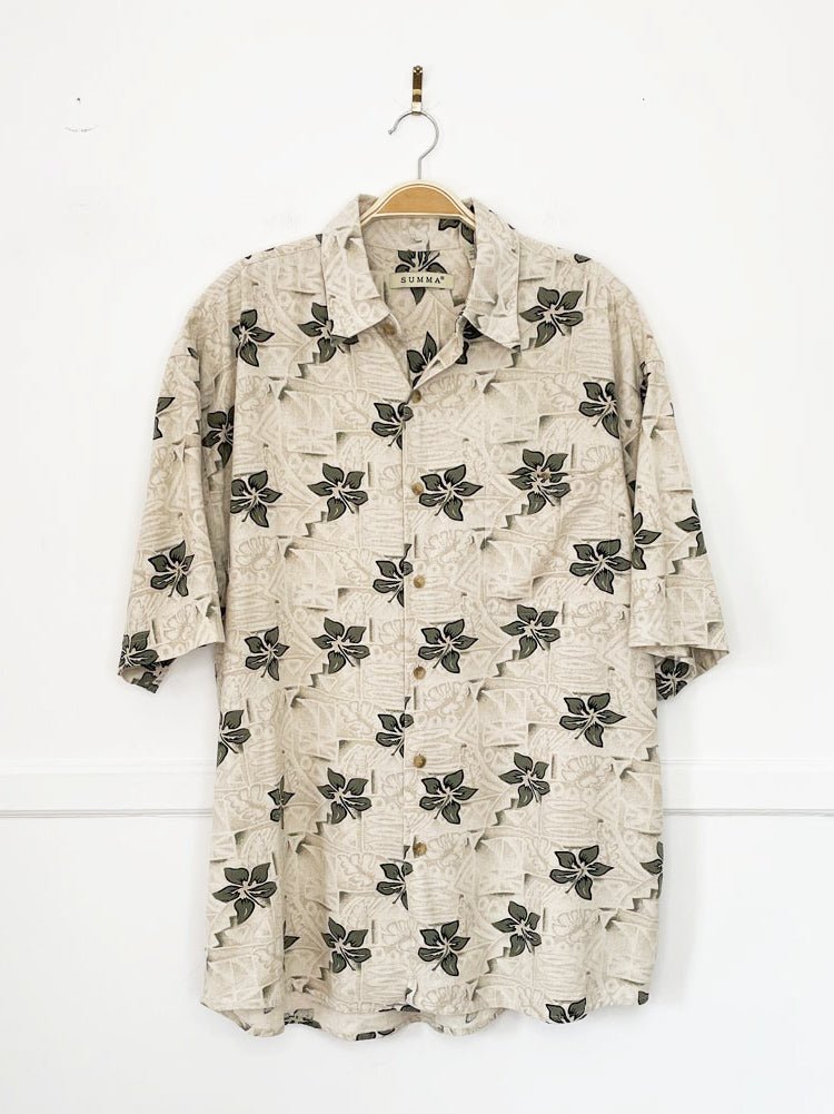 vintage summa 100% raw silk full button cabana shirt - good market thrift store