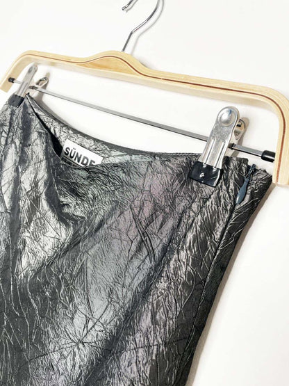 vintage sünde crinkle metallic maxi skirt | roland heizinger - good market thrift store