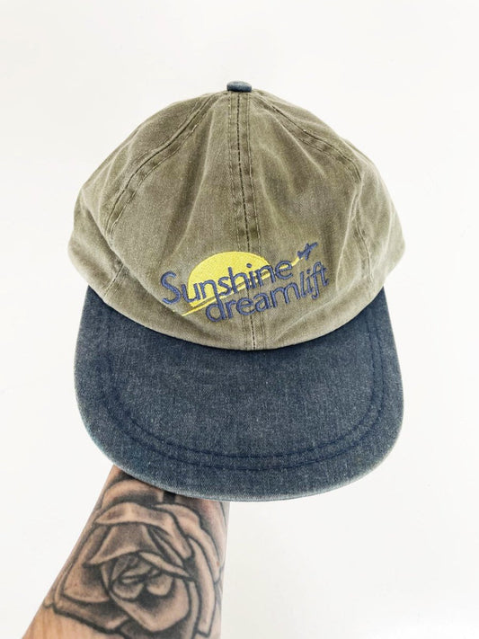 vintage sunshine dream life two tone denim cap | ajm headwear | made in canada - good market thrift store