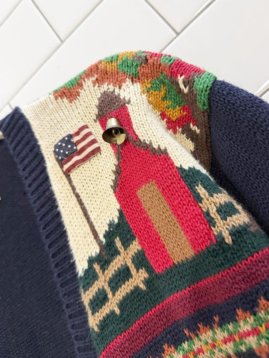 vintage susan bristol hand - embroidered school teacher knit cardigan - good market thrift store