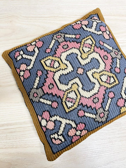 vintage swedish embroidered twist stitch throw pillow - good market thrift store