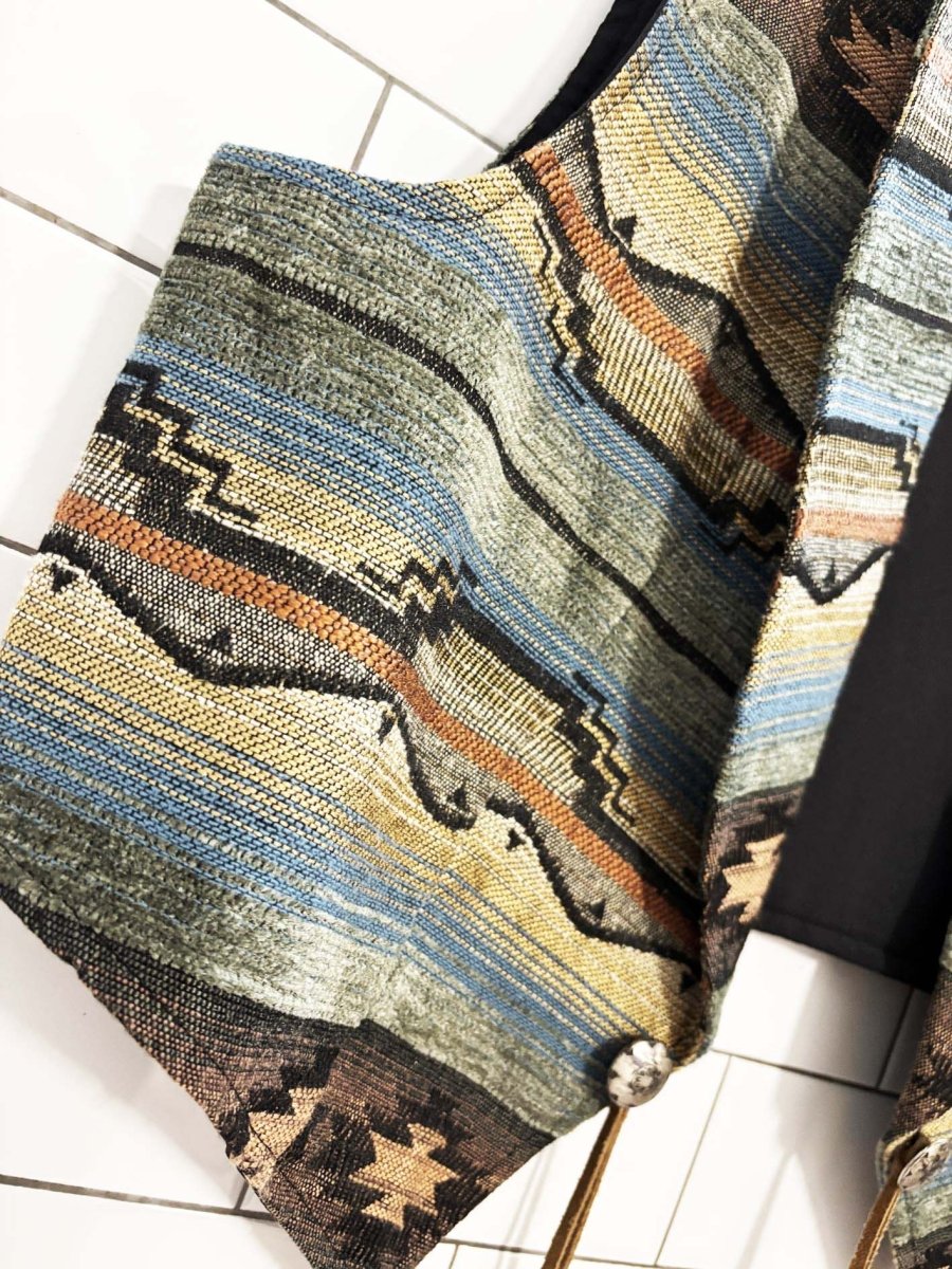 vintage sweetgrass concho western woven vest - good market thrift store