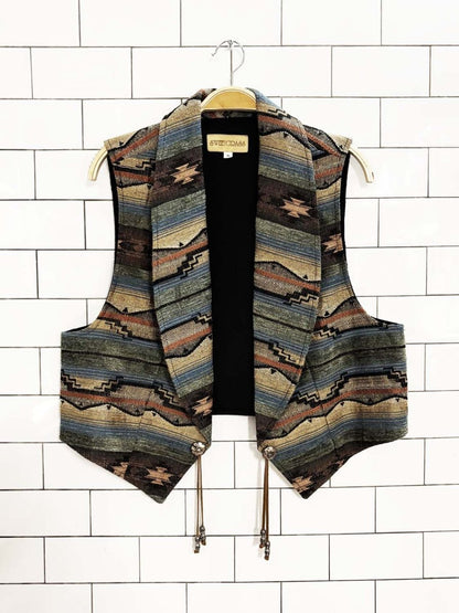 vintage sweetgrass concho western woven vest - good market thrift store