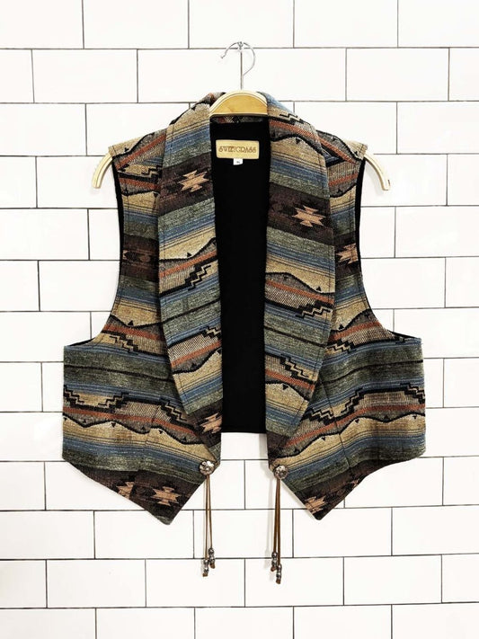 vintage sweetgrass concho western woven vest - good market thrift store