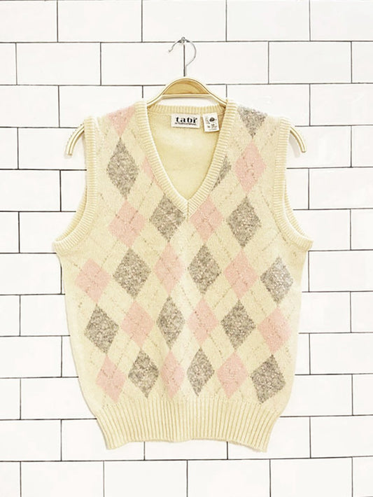 vintage tabi 100% wool argyle knit vest - good market thrift store