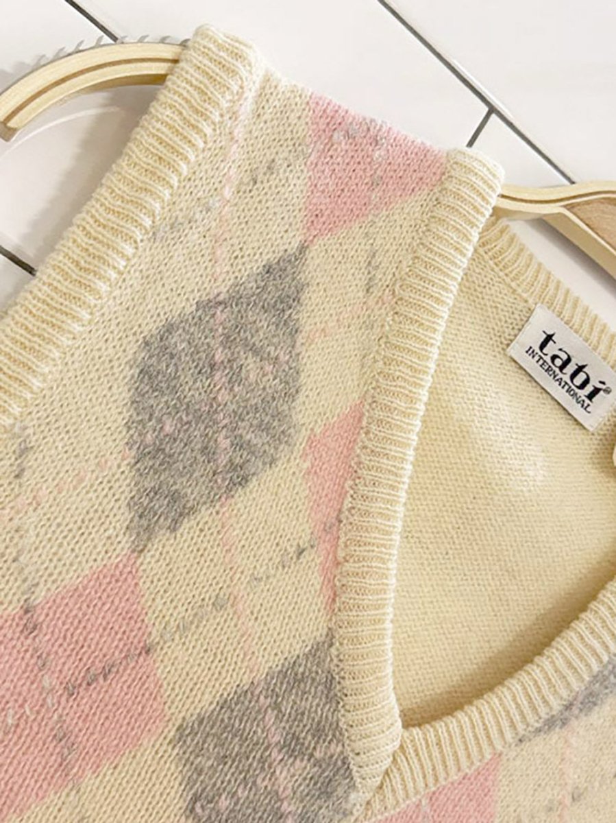 vintage tabi 100% wool argyle knit vest - good market thrift store