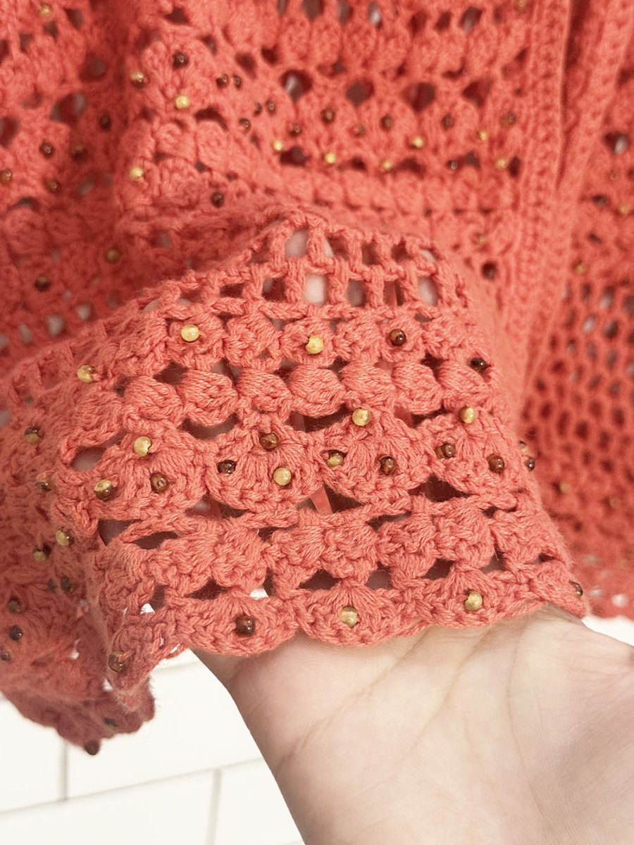 vintage tanjay crochet beaded knit cardigan - good market thrift store