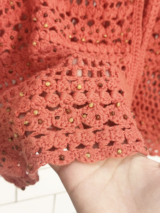 vintage tanjay crochet beaded knit cardigan - good market thrift store
