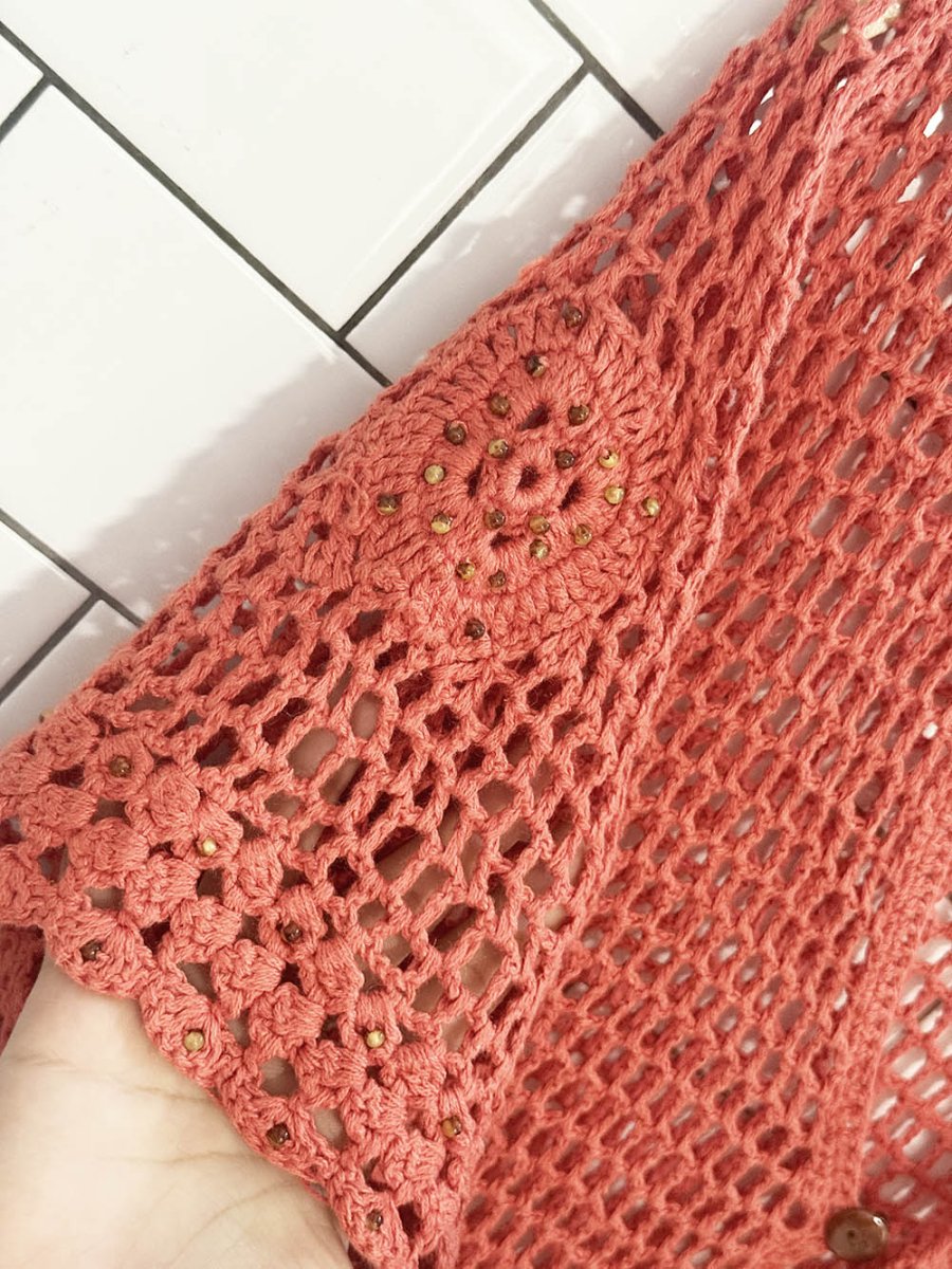 vintage tanjay crochet beaded knit cardigan - good market thrift store