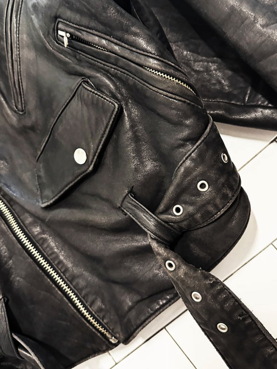 vintage tannery west soft leather belted biker jacket - good market thrift store
