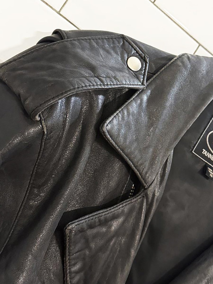 vintage tannery west soft leather belted biker jacket - good market thrift store