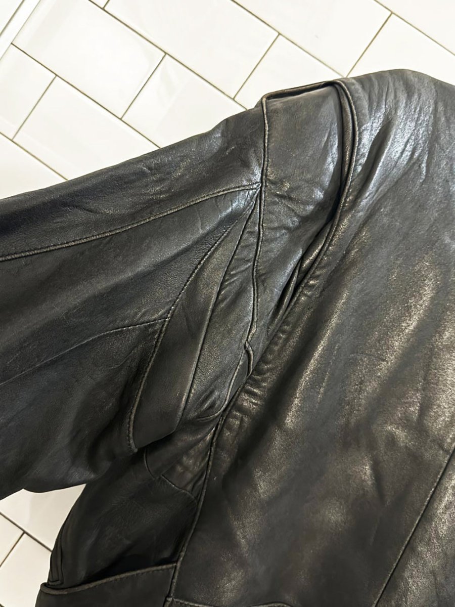 vintage tannery west soft leather belted biker jacket - good market thrift store
