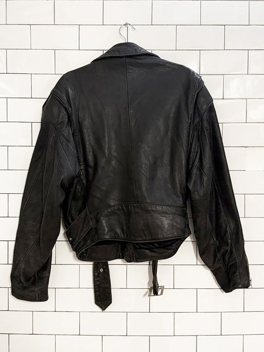 vintage tannery west soft leather belted biker jacket - good market thrift store