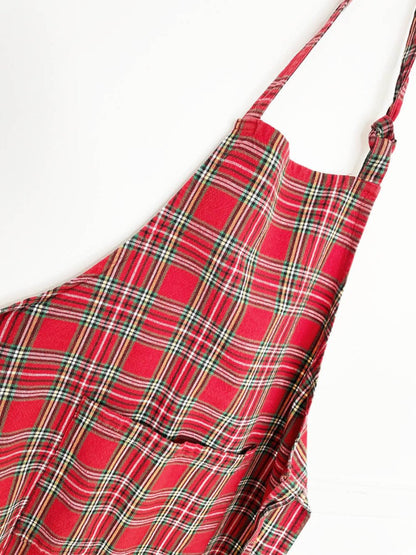 vintage tartan woven holiday apron - good market thrift store